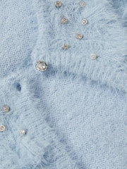Monsoon Blue Embellished Collar Fuzzy Cardigan - Image 3 of 3