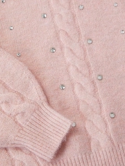 Monsoon Pink Rhinestone Cable Knit Jumper - Image 3 of 3