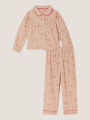 Monsoon Pink Gingerbread Print Long Christmas Pyjamas Set - Image 2 of 5