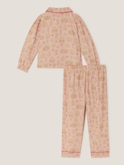 Monsoon Pink Gingerbread Print Long Christmas Pyjamas Set - Image 3 of 5