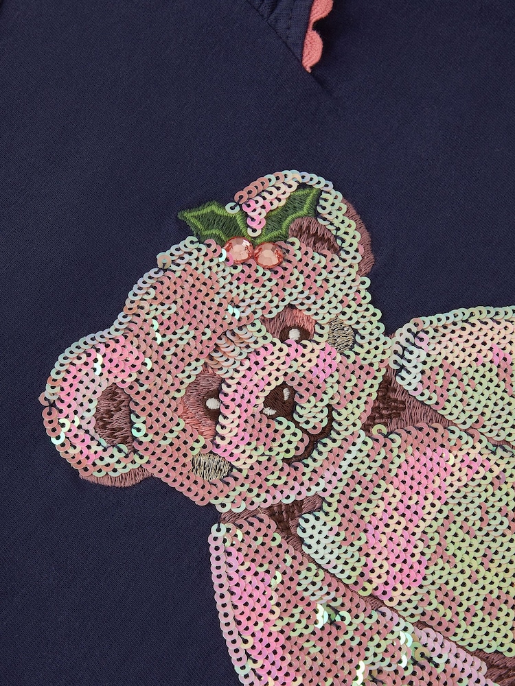 Monsoon Blue Christmas Sequin Bear Top - Image 4 of 4
