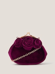 Monsoon Red Rose Velvet Clip Frame Bag - Image 1 of 3