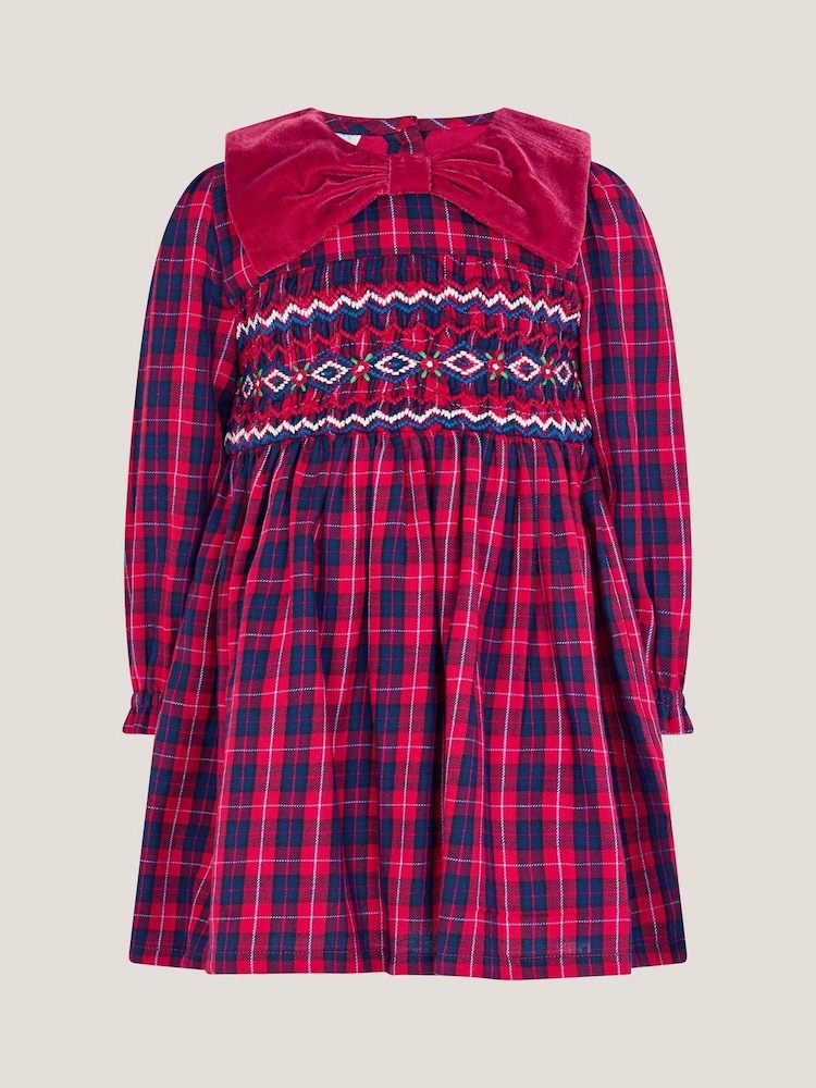 Monsoon Red Baby Tartan Smock Dress - Image 1 of 3 Monsoon Red Baby Tartan Smock Dress - Image 1 of 3