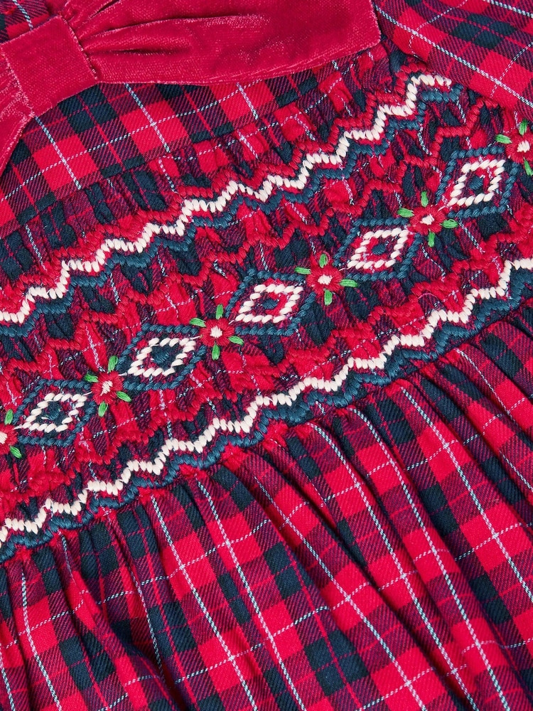 Monsoon Red Baby Tartan Smock Dress - Image 3 of 3 Monsoon Red Baby Tartan Smock Dress - Image 3 of 3