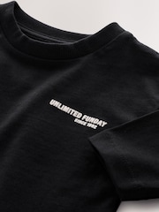 Black Slogan Long Sleeve Back Print T-Shirt (3mths-8yrs) - Image 3 of 4