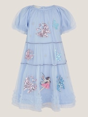 Monsoon Blue Butterfly Fairy Puff Sleeve Party Dress - Image 1 of 3