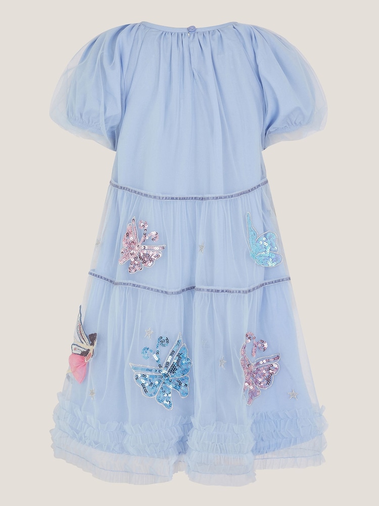 Monsoon Blue Butterfly Fairy Puff Sleeve Party Dress - Image 2 of 3