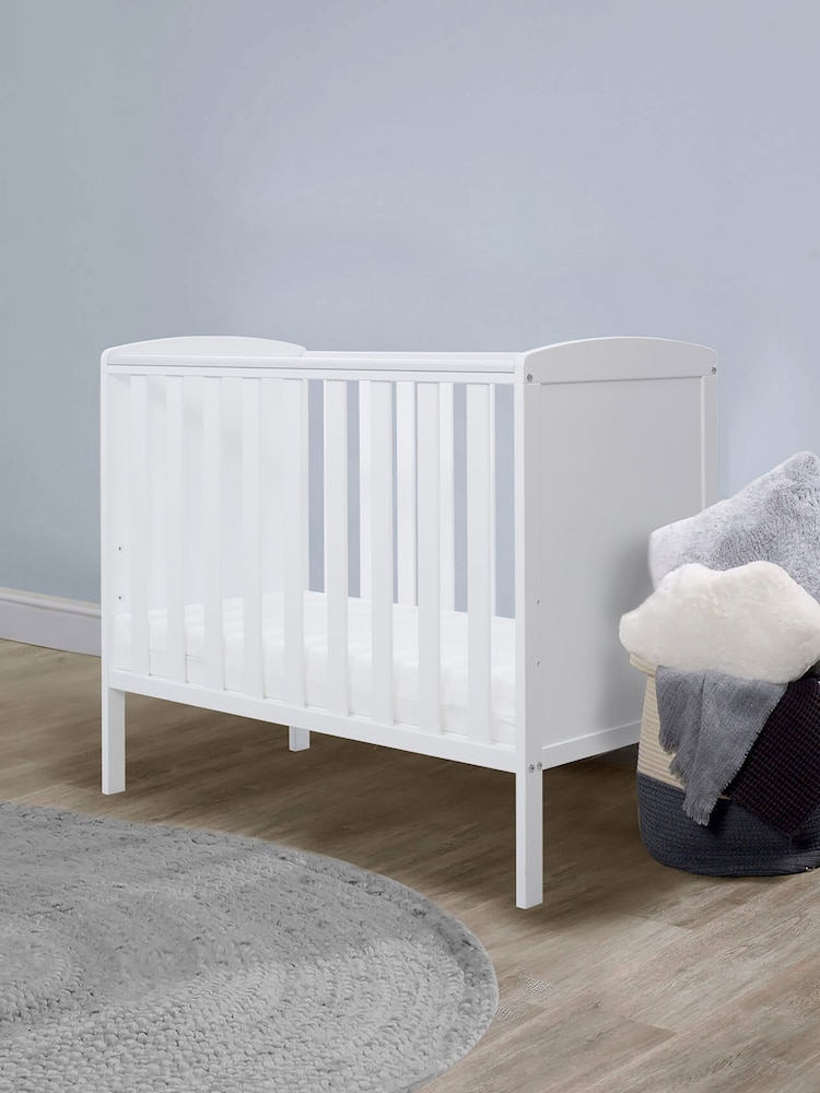 Ickle Bubba White Coleby Mini Cot Bed and Fibre Mattress - Image 1 of 6