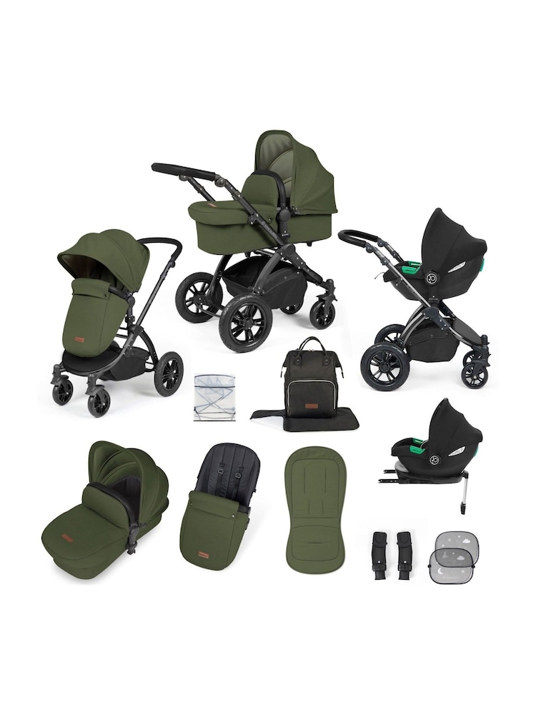 Ickle Bubba 12 Piece Green Travel System Stomp Luxe with iSize Cirrus - Image 1 of 4 Ickle Bubba 12 Piece Green Travel System Stomp Luxe with iSize Cirrus - Image 1 of 4