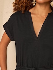 Love & Roses Black Petite Notch Neck Mini T-Shirt Dress - Image 2 of 4