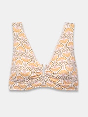 Mint Velvet Yellow Paisley Whipstitch High Apex Triangle Bikini Top - Image 5 of 5