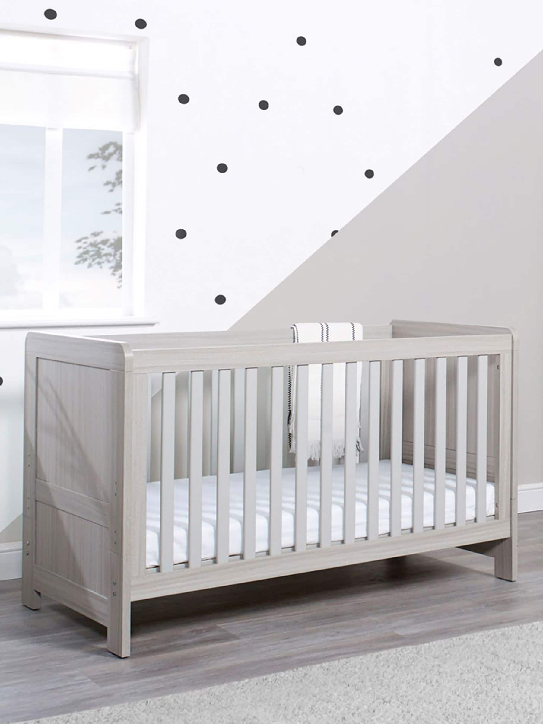 Pembrey Cot Bed and Premium Sprung Mattress - Ash Grey & White - Image 4