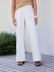 ベージュ - パッチポケット ワイドレッグジーンズ - 画像 3 / 9