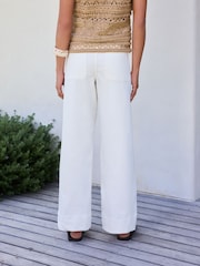 ベージュ - パッチポケット ワイドレッグジーンズ - 画像 5 / 9