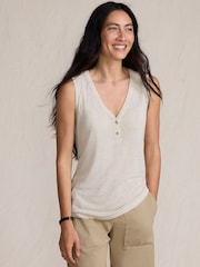 Lands' End Natural Linen Blend Button Tank - Image 3 of 4