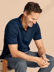 Lands' End Blue Supima Cotton Short Sleeve Polo Shirt - Image 1 of 2