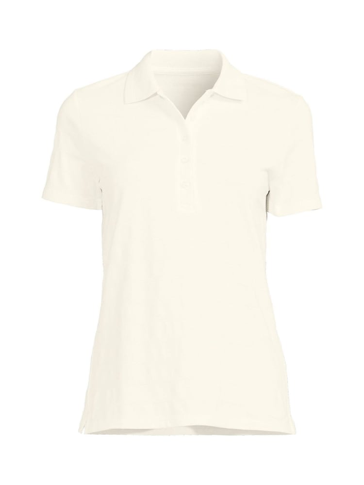 Lands' End Cream Textured Pique Polo Shirt - Image 2 of 2