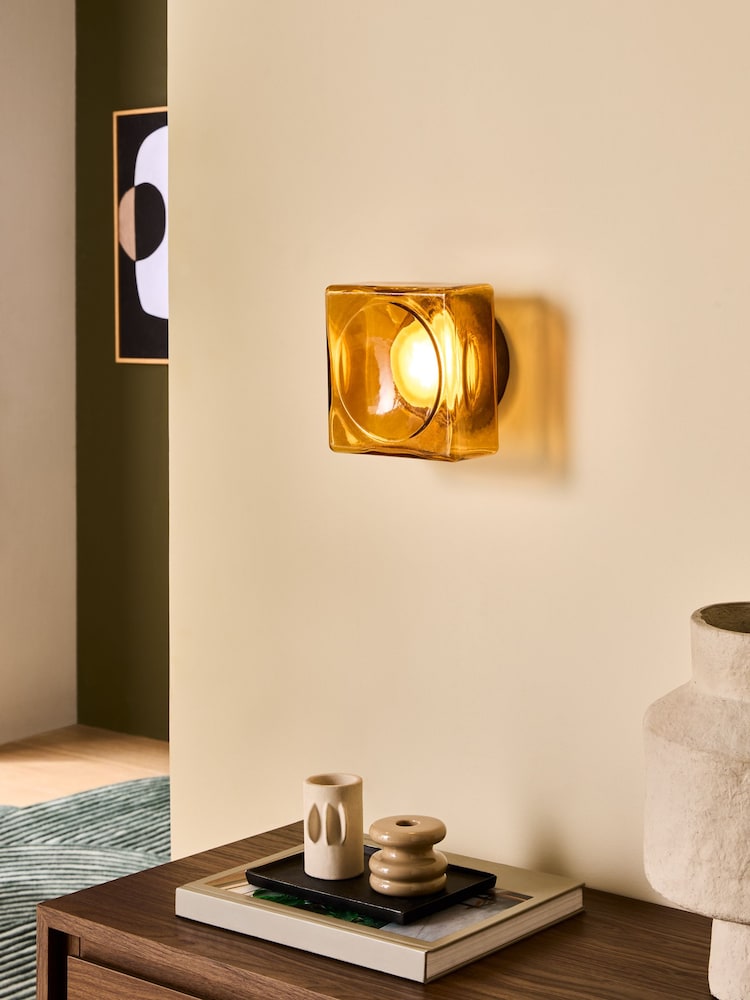 MADE.COM Amber Orange Rhys Glass Wall Light - Image 1 of 5