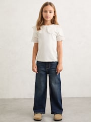 Reiss Ivory Alessia Cotton Broderie Anglaise Collared Top - Image 3 of 4