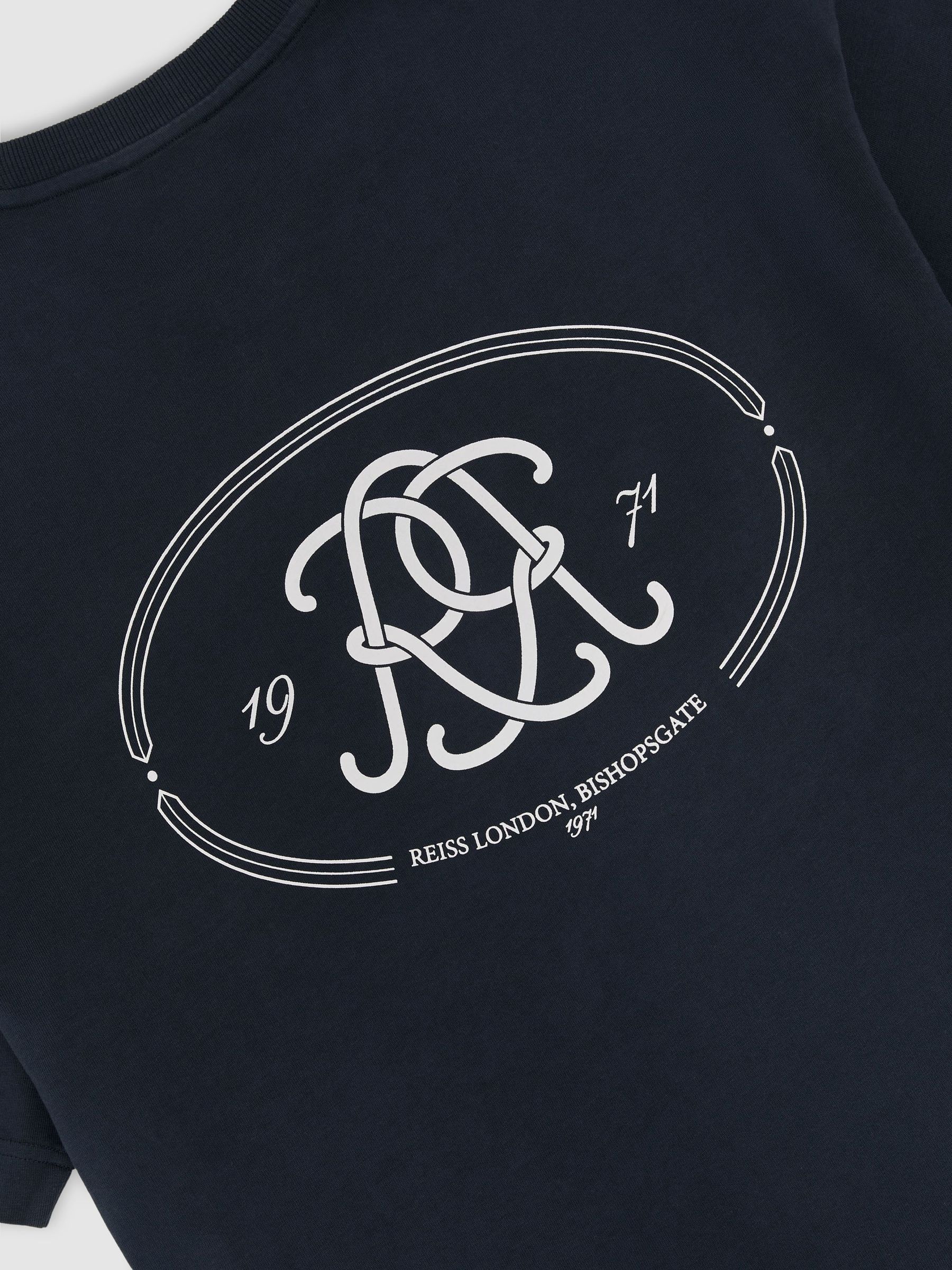 Buy Reiss Washed Navy Clement Monogram-Print Pigment-Dyed Relaxed