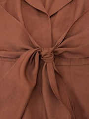 Reiss Rust Orange Taya Tie-Front Wide-Leg Jumpsuit with Linen - Image 6 of 6