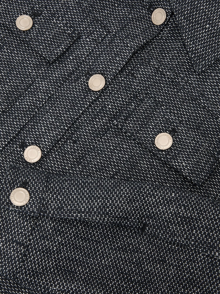 Reiss Navy Bree Linen-Cotton Woven Trucker Jacket - Image 7 of 7