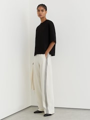 Reiss Black Lara Cotton Ribbed-Neck Oversized T-Shirt - Image 5 of 7