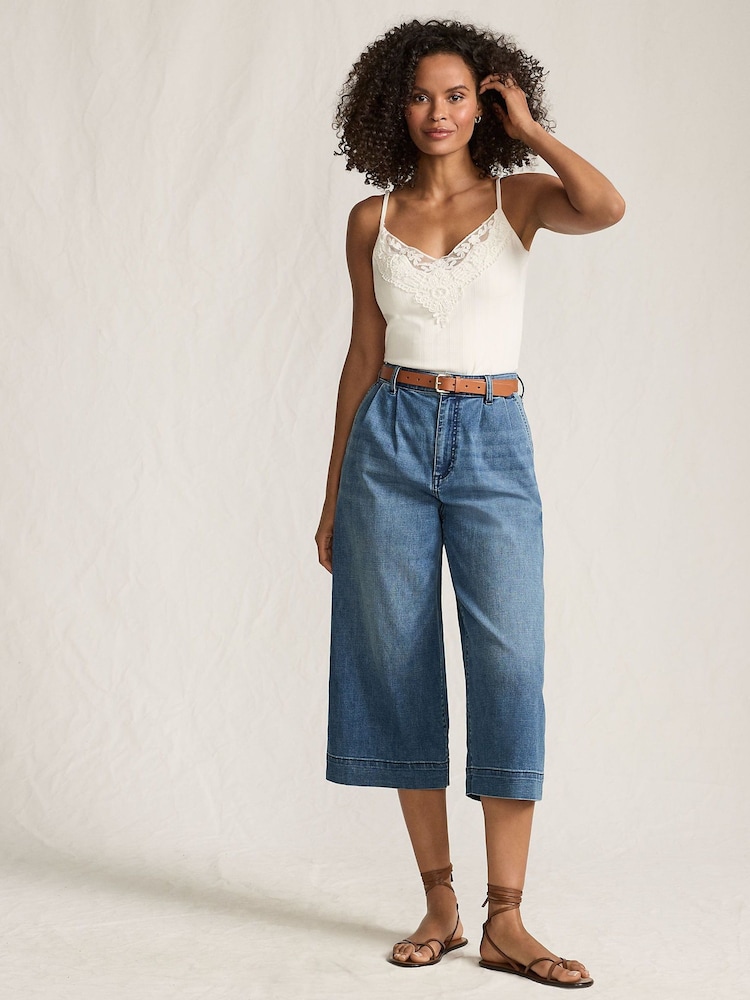 Lands' End Blue Lightweight Denim Culottes - Image 1 of 3