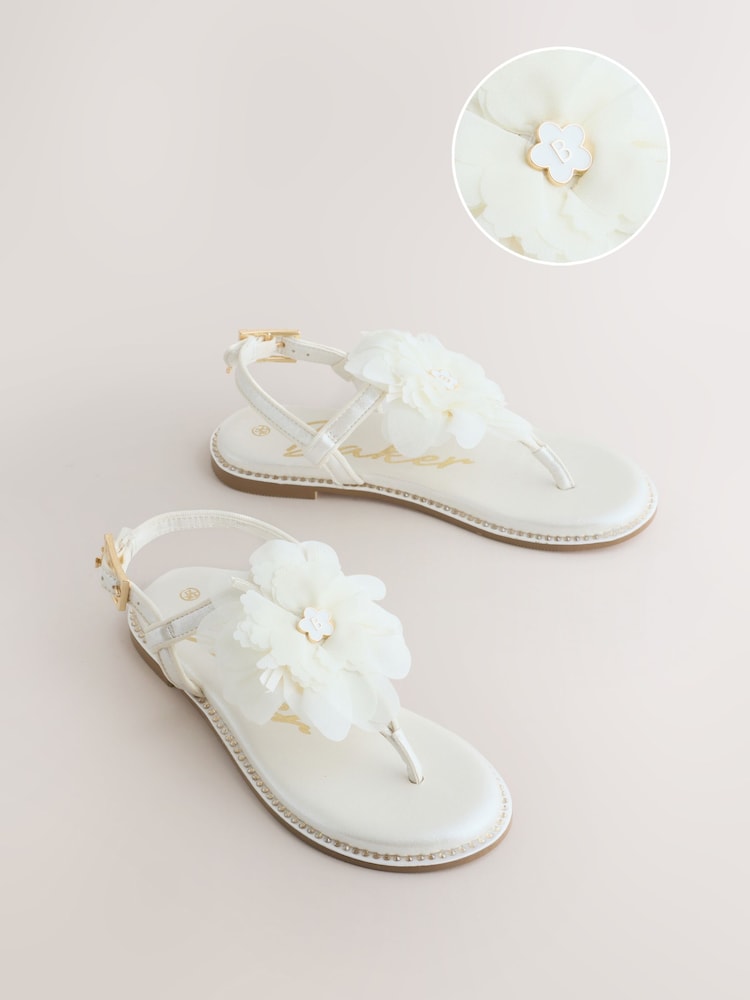 Baker by Ted Baker Occasion Corsage White Sandals - Image 1 of 5 Baker by Ted Baker Occasion Corsage White Sandals - Image 1 of 5