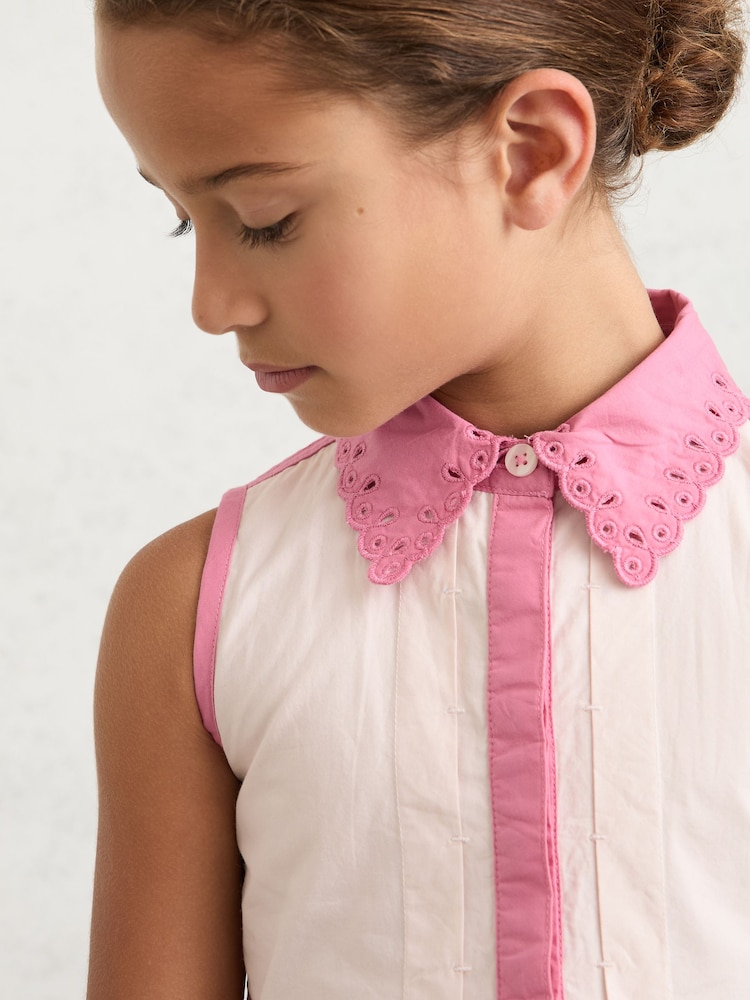 Reiss - Light Pink 3-9 yrs Cotton Contrast-trim Collared Dress, 6-7 Years Reiss - Light Pink 3-9 yrs Cotton Contrast-trim Collared Dress, 6-7 Years