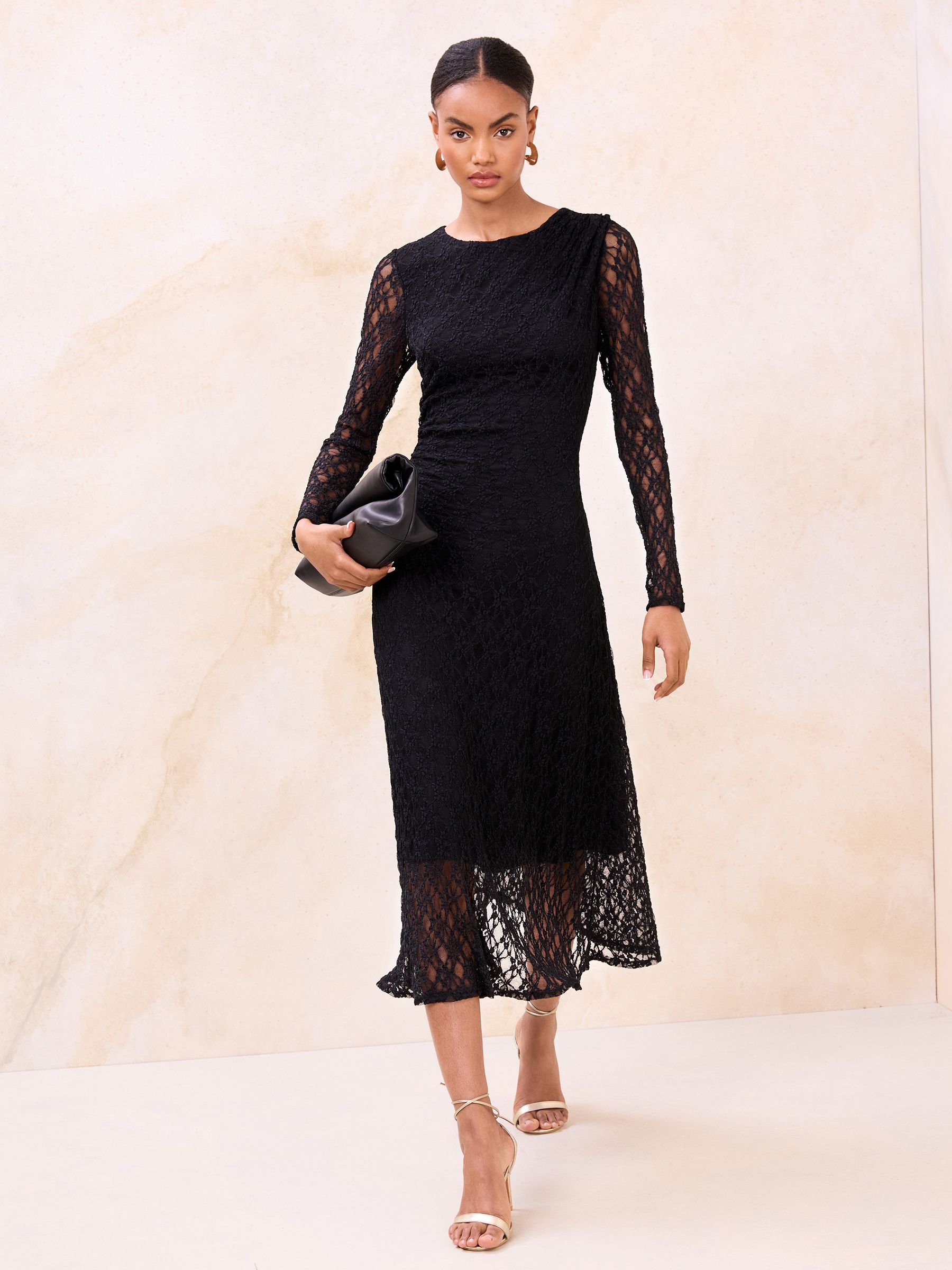 Buy Lipsy Black Lace Jersey Maxi Dress from the Next UK online shop