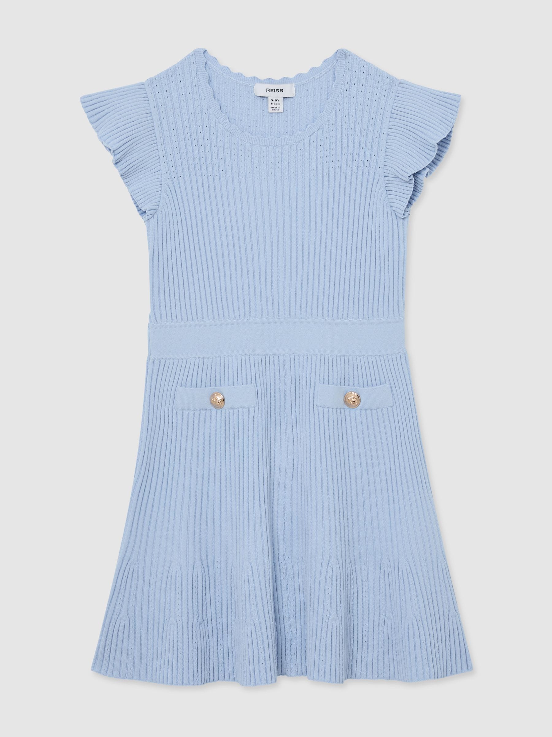 Buy Reiss Pale Blue Miriam 13-14 yrs Pointelle-Knit Ribbed Dress