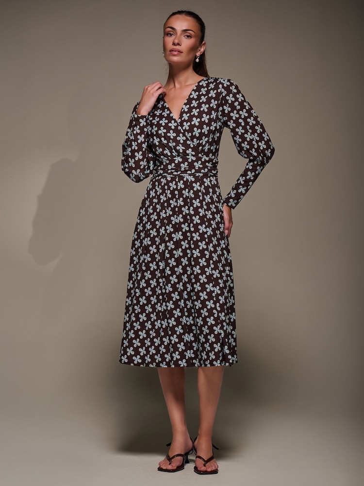 Jolie Moi Brown Puff Long Sleeve Jersey Midi Dress - Image 6 of 6 Jolie Moi Brown Puff Long Sleeve Jersey Midi Dress - Image 6 of 6