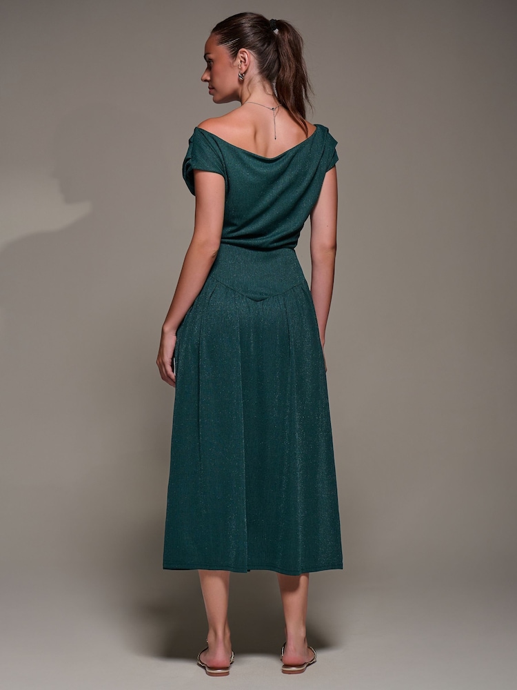 Jolie Moi Green Asymmetric Neckline Midaxi Dress - Image 2 of 6