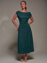 Jolie Moi Green Asymmetric Neckline Midaxi Dress - Image 4 of 6
