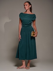 Jolie Moi Green Asymmetric Neckline Midaxi Dress - Image 6 of 6