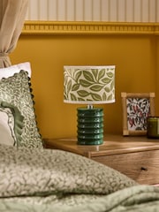 Lia Gold x Next Green/Ecru Leaf Print Ribbed Ceramic Base Table Lamp - Image 2 of 6