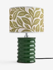 Lia Gold x Next Green/Ecru Leaf Print Ribbed Ceramic Base Table Lamp - Image 5 of 6