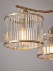 The Set 2 Pack Brass Ribbed Glass 3 Light Flush Ceiling Lights - Image 3 of 3