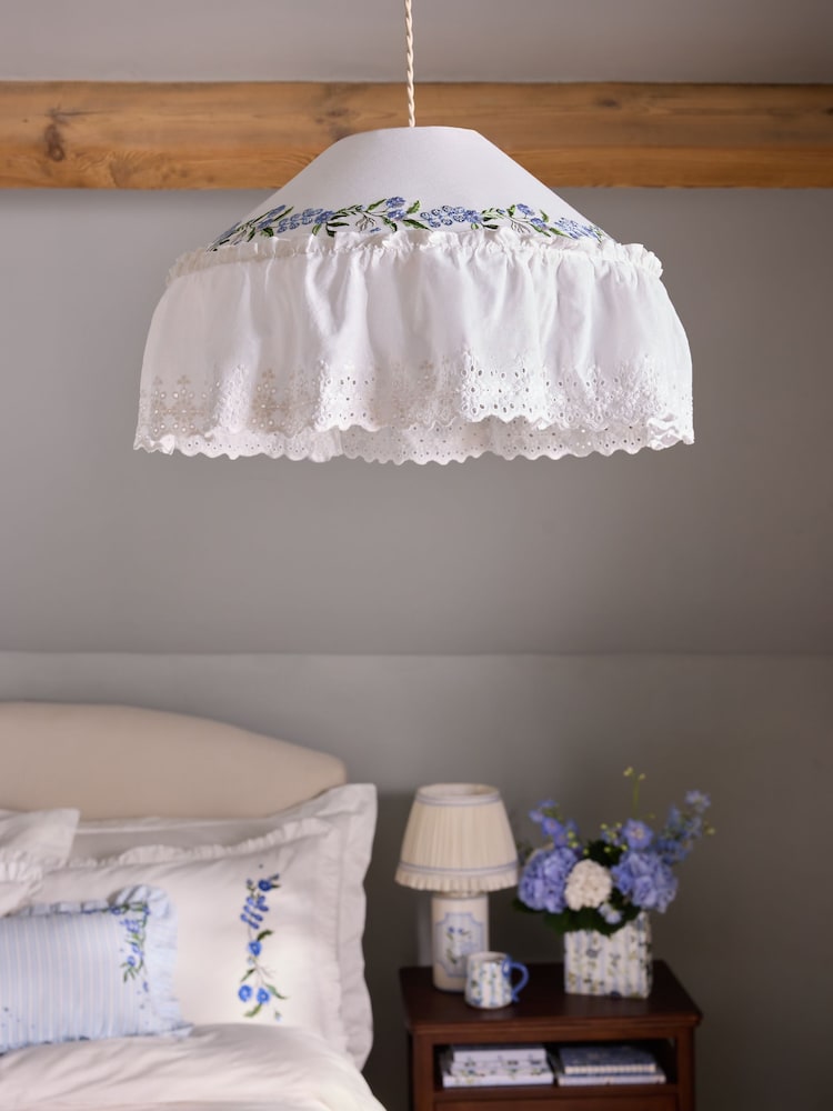 Cath Kidston Cream/Blue Floral Print EasyFit Light Shade - Image 2 of 4 Cath Kidston Cream/Blue Floral Print EasyFit Light Shade - Image 2 of 4