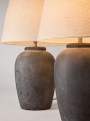 The Set 2 Pack Black/Cream Textured Ceramic Large Table Lamps - Image 3 of 5