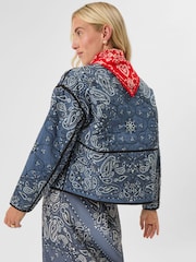 Accessorize Blue Bandana Print Quilted Jacket - Image 2 of 5