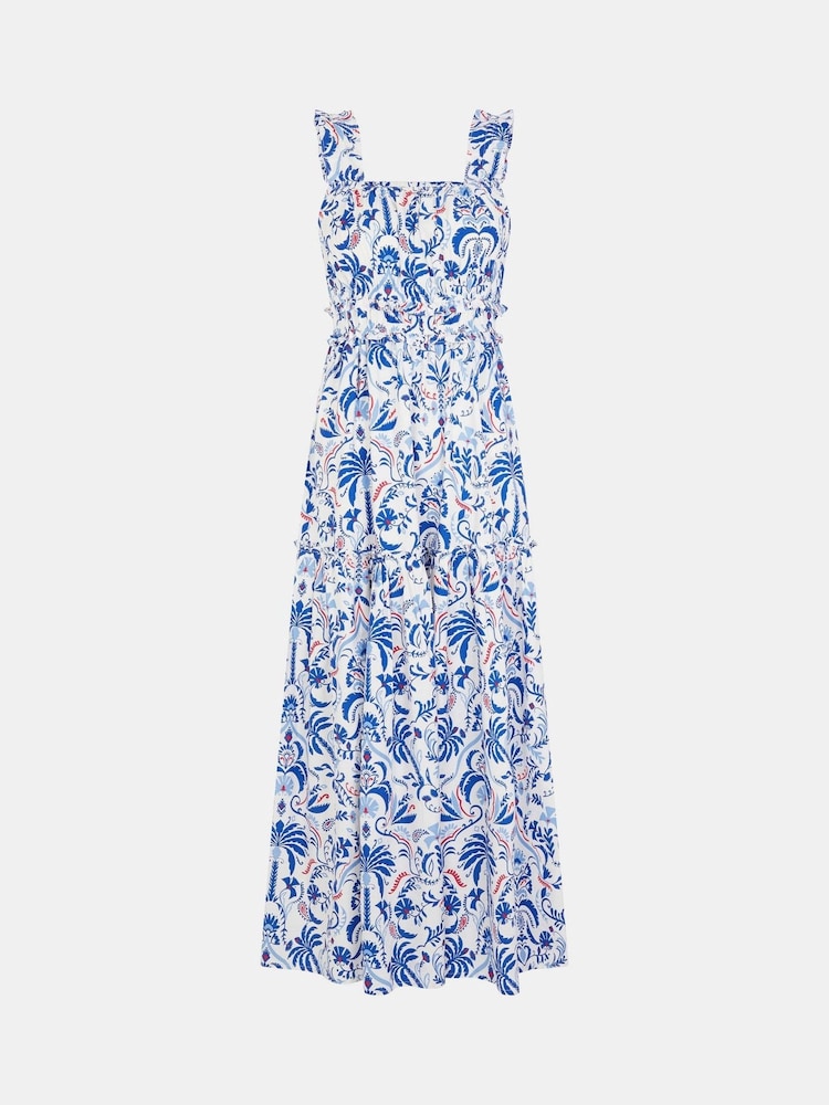Accessorize Blue Palm Print Tiered Maxi Dress - Image 5 of 5 Accessorize Blue Palm Print Tiered Maxi Dress - Image 5 of 5