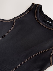 Black 2 in 1 Woven Mix Belted Midi Dress - Image 6 of 8