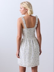 Ecru Floral Frill Edge Mini Summer Dress - Image 3 of 4