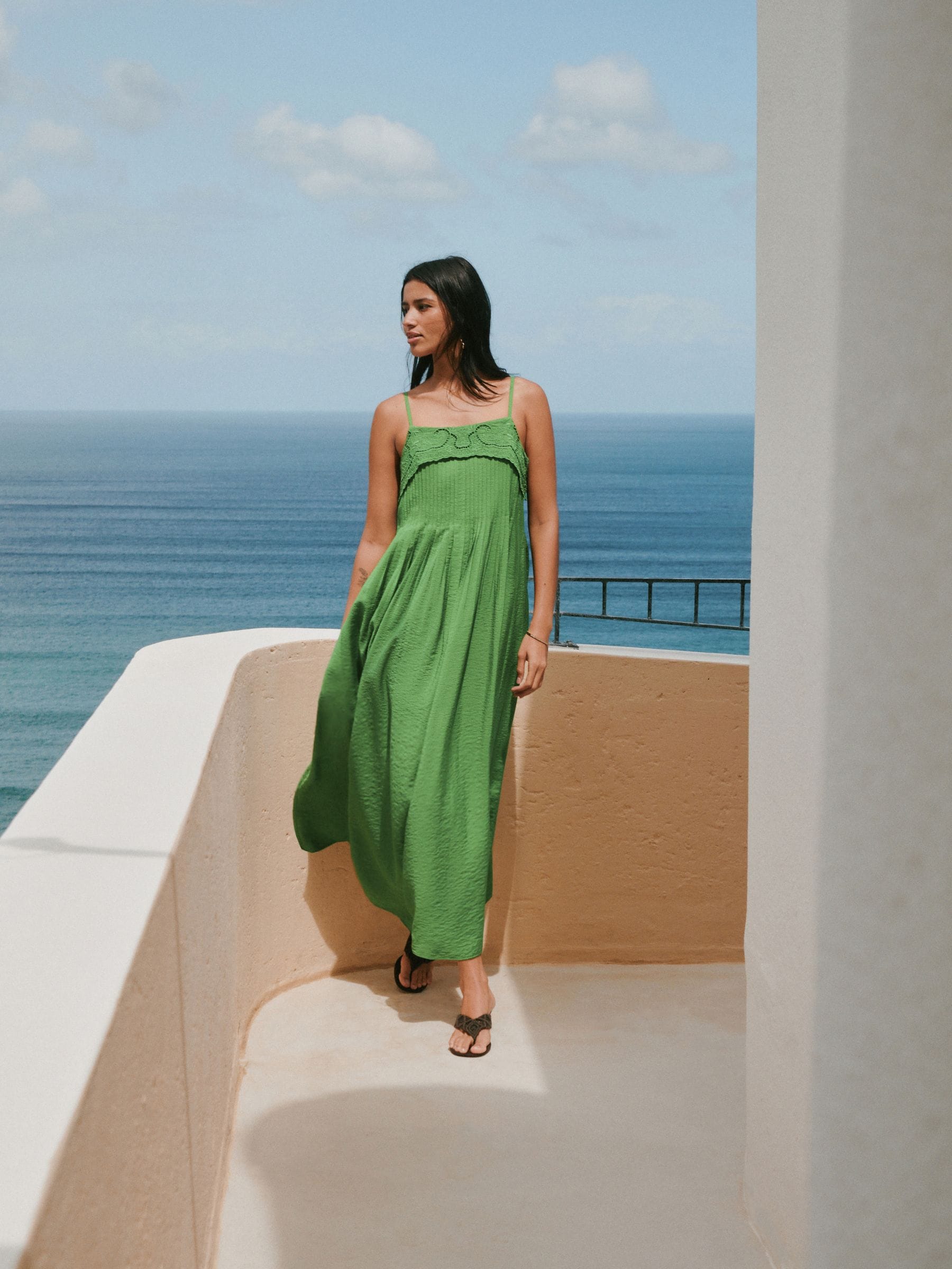 Buy Green Pintuck Foldover Midi Summer Dress from Next USA