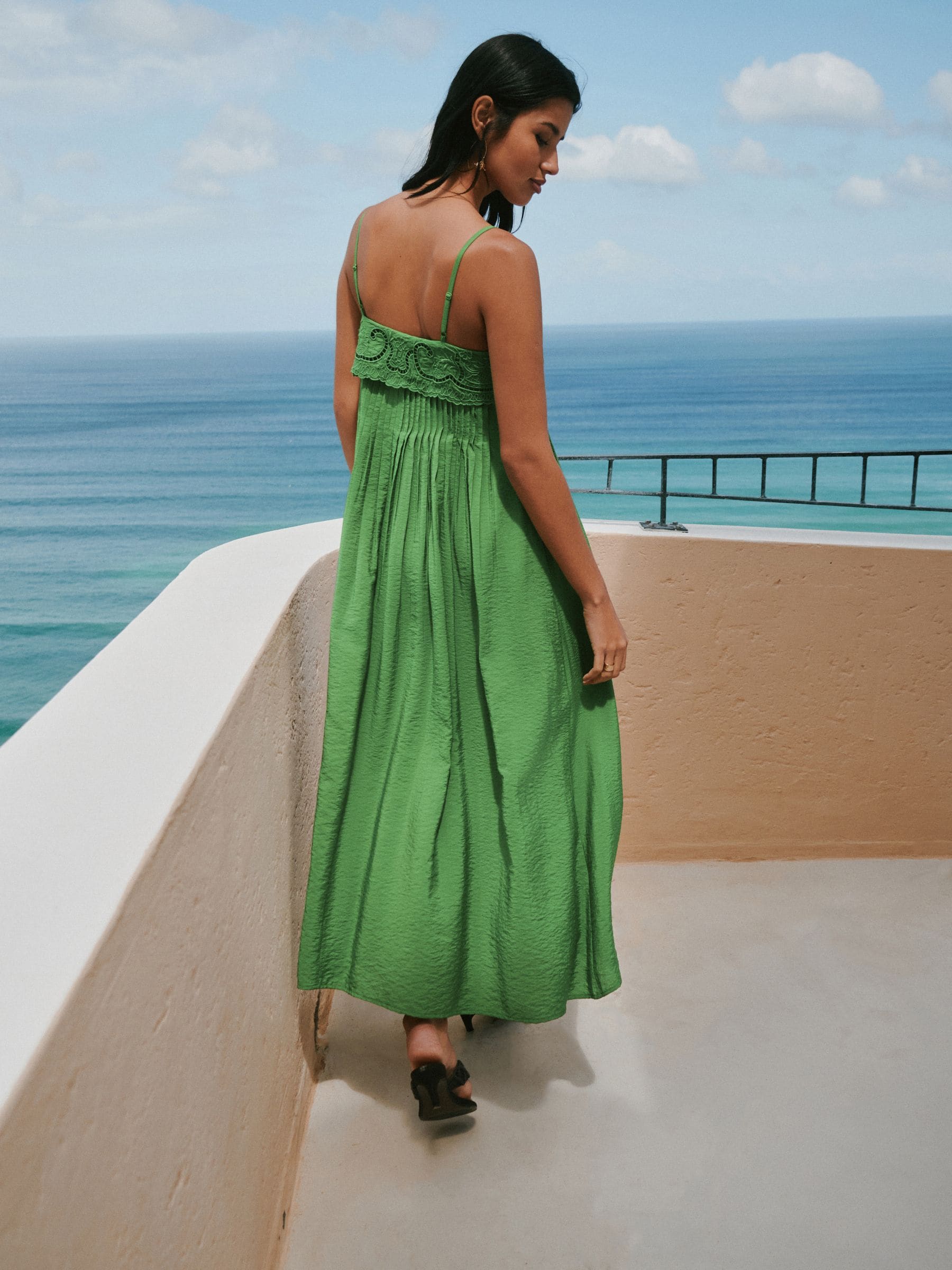 Buy Green Pintuck Foldover Midi Summer Dress from Next USA