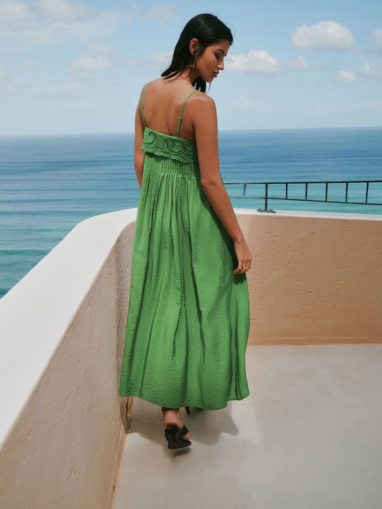 Buy Green Pintuck Foldover Midi Summer Dress from Next USA