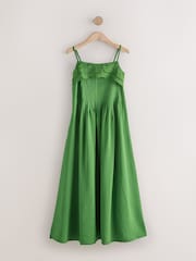 綠色 - Pintuck Foldover Midi Summer Dress - 圖片 6，共 8
