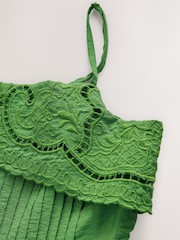 綠色 - Pintuck Foldover Midi Summer Dress - 圖片 7，共 8